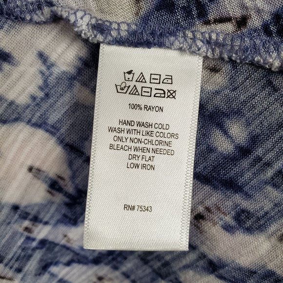 Cynthia Rowley Sz 2X Shirt Rayon Knit Cap Sleeve Pullover A-line Hem V-neck Blue - Picture 7 of 9